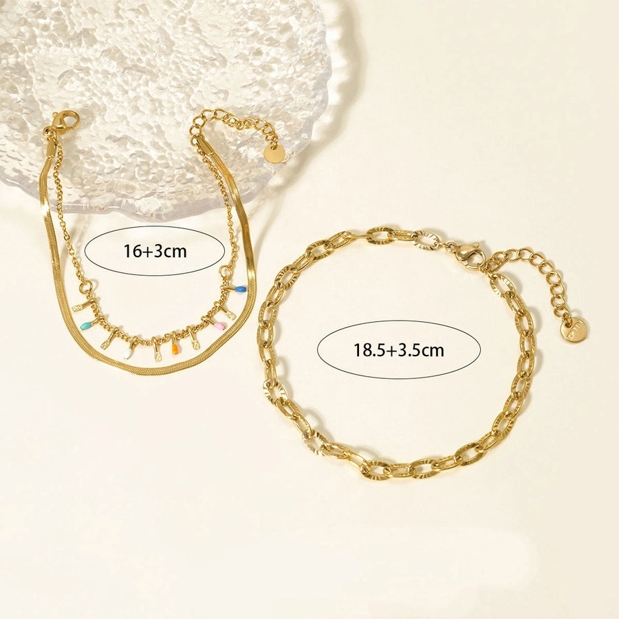 Chain Bracelet Sets [304 Stainless Steel,18K Gold Plated]