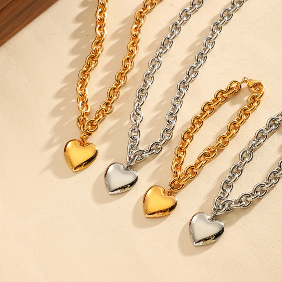 Heart Shape Cable Chain Bracelets/Necklace [304 Stainless Steel]