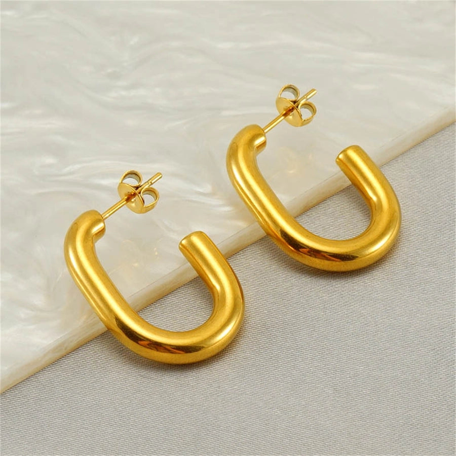 U Shaped Earrings [304 Stainless Steel,18K Gold Plated]