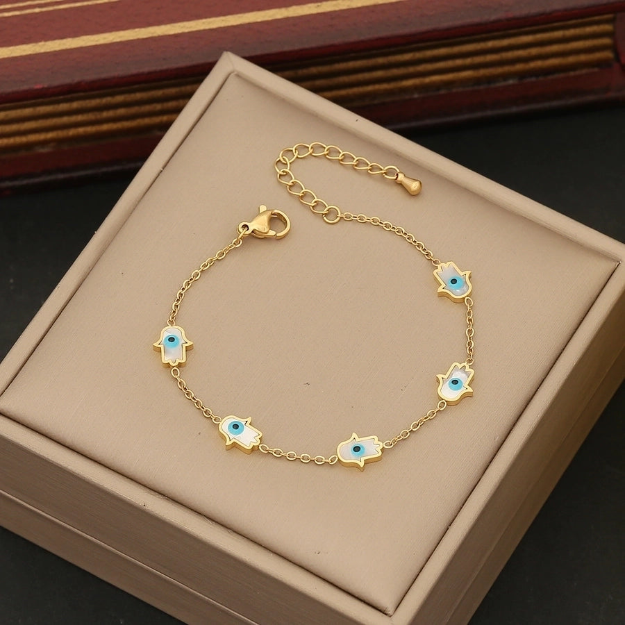 Star/Flower Eye Bracelets [304 Stainless Steel, 18K Gold Plated]