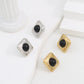 Square Natural Stone Ear studs [304 rustfrit stål, 18k guldbelagt]