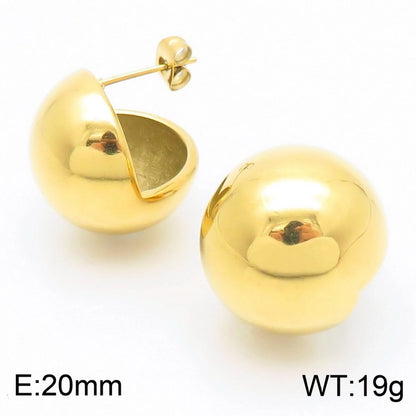 Semicircle Earrings [304 Stainless Steel,18K Gold Plated]