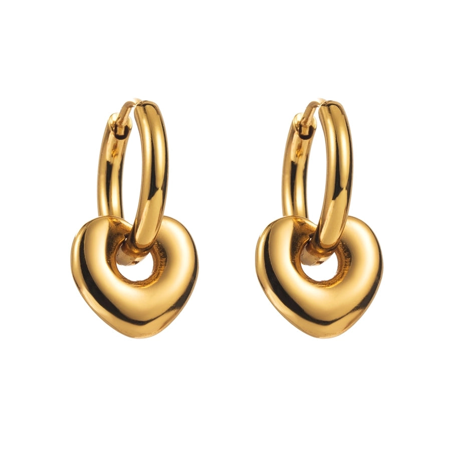 Heart Shape Drop Earrings [316 Stainless Steel,18K Gold Plated]