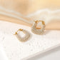 Square Hoop Pearl Earrings [304 Stainless Steel,18K Gold Plated]