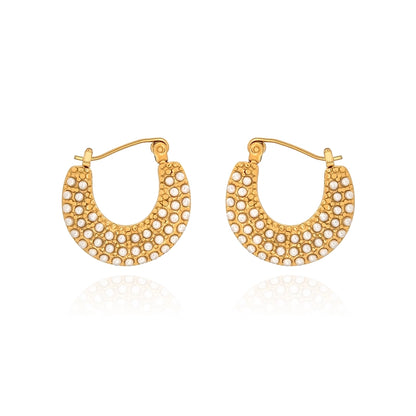 Pearly Hoop Earrings [316 Stainless Steel,18K Gold Plated]