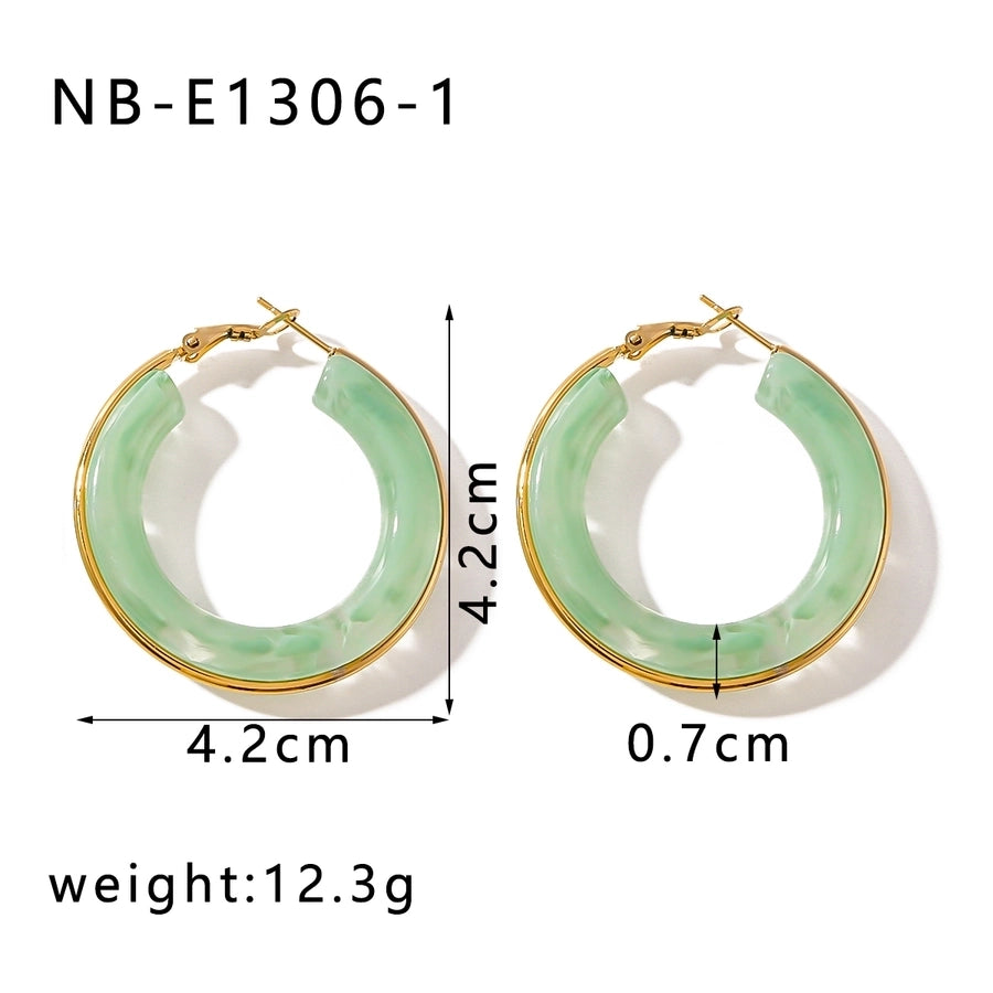 Kruhové vícebarevné náušnice [304 z nerezové oceli, 18k zlaté]