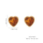 Heart Shape Inlay Gem 18K Earrings [304 Stainless Steel,18K Gold Plated]