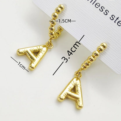 Letter Drop Earrings [304 Stainless Steel,18K Gold Plated]