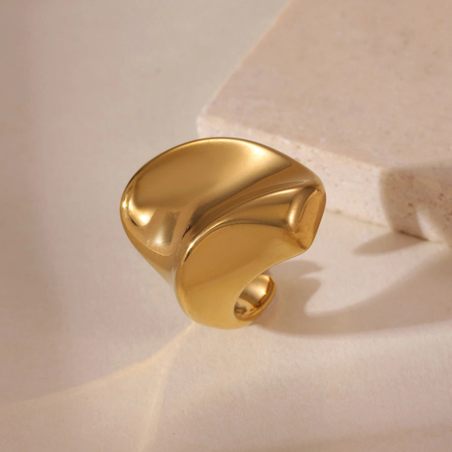 Leaves Water Droplets Snake Rings [304 Stainless Steel,18K Gold Plated]