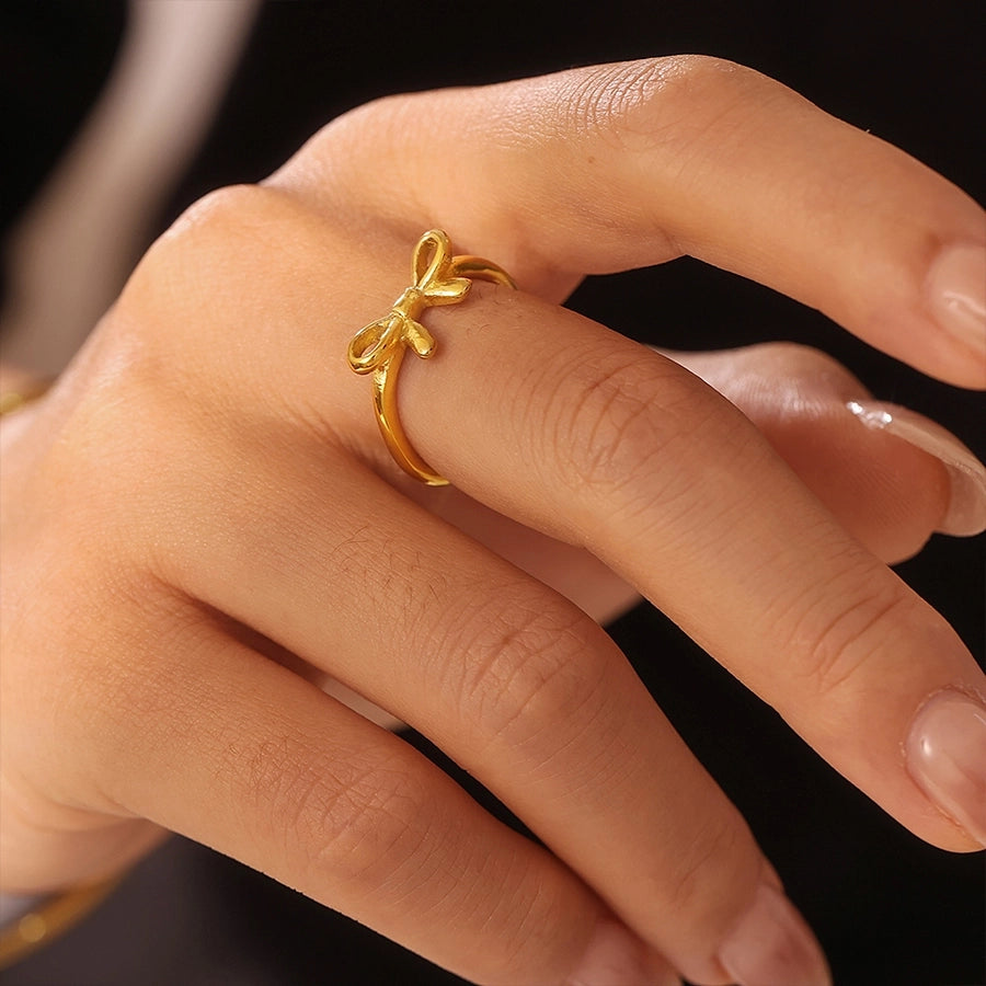 Elegant Bow Knot Ring/Bracelet [304 Stainless Steel, 18K Gold Plated]