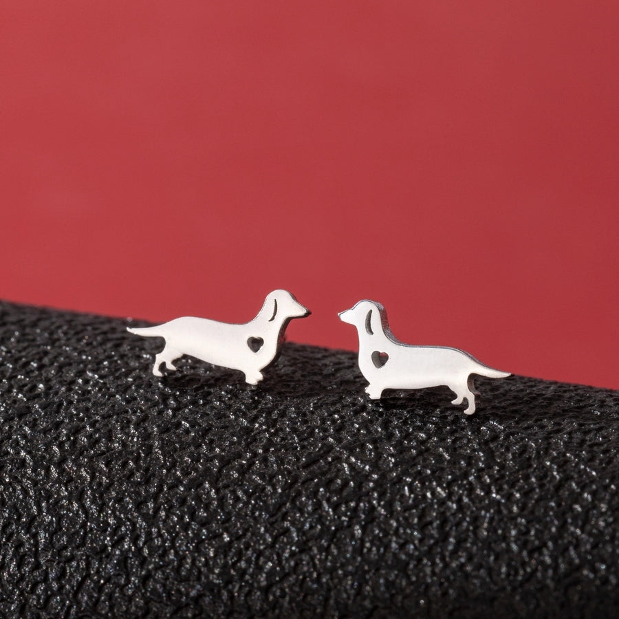 Dog Cat Ear Studs [304 Stainless Steel,18K Gold Plated]