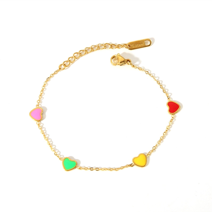 Heart  Enamel Plating Bracelet/Necklace [201,304 Stainless Steel,18K Gold Plated]