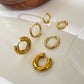 Three Pairs Gold Hoop Earrings [316L Stainless Steel, 18K Gold Plated]