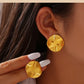 Flat Round Pleated Earrings [304 Stainless Steel,18K Gold Plated]