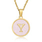 Round Letter Necklace [304 Stainless Steel,18K Gold Plated]