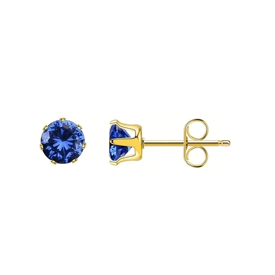 Pendientes redondos de tachuelas de diamantes de diamantes de diablo [304 acero inoxidable, 18k dorado chapado]