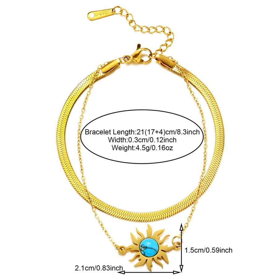 Sun/Heart/Butterfly Turquoise Bracelets [304 Stainless Steel,18K Gold Plated]