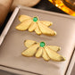 Wings Agate Turquoise Earrings [304 Stainless Steel,18K Gold Plated]