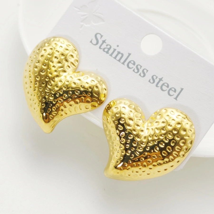 Heart Shape Earrings [304 Stainless Steel,18K Gold Plated]