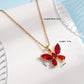 Butterfly Zircon Pendant Necklace [304 Stainless Steel,Copper]