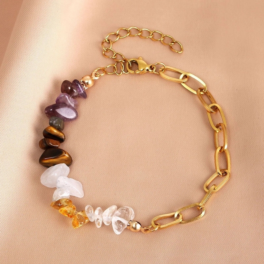 Irregular Gravel Stone Bracelet [304 Stainless Steel,18K Gold Plated]