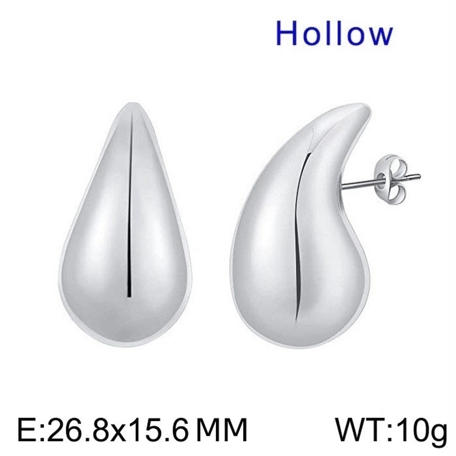 Water Droplets Ear Studs [Stainless Steel,18K Gold Plated]