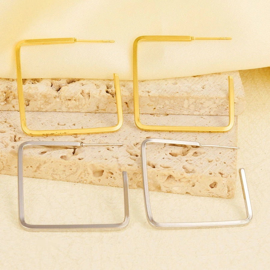 Thin Square Earrings [304 Stainless Steel]