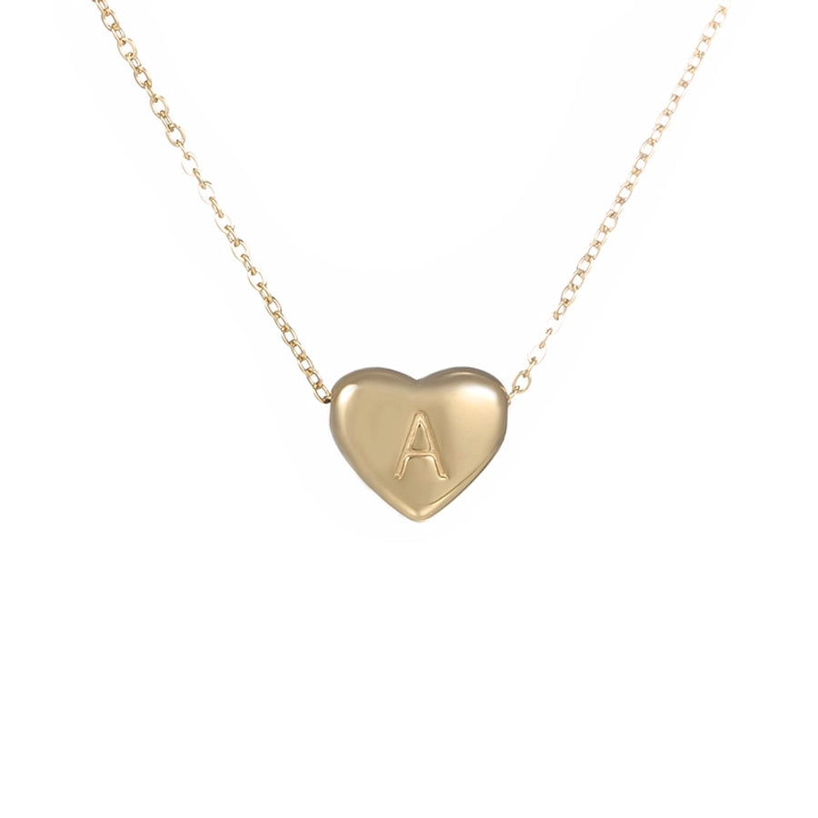 Collier de forme de coeur LETTER [304 en acier inoxydable, 18 km plaqués à l'or]