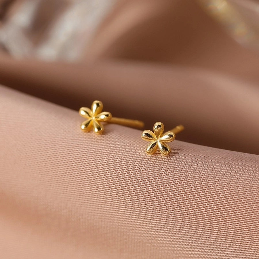 Phoenix Five-Leaf Flower Stud øreringe [Rustfrit stål, 18K guldbelagt]