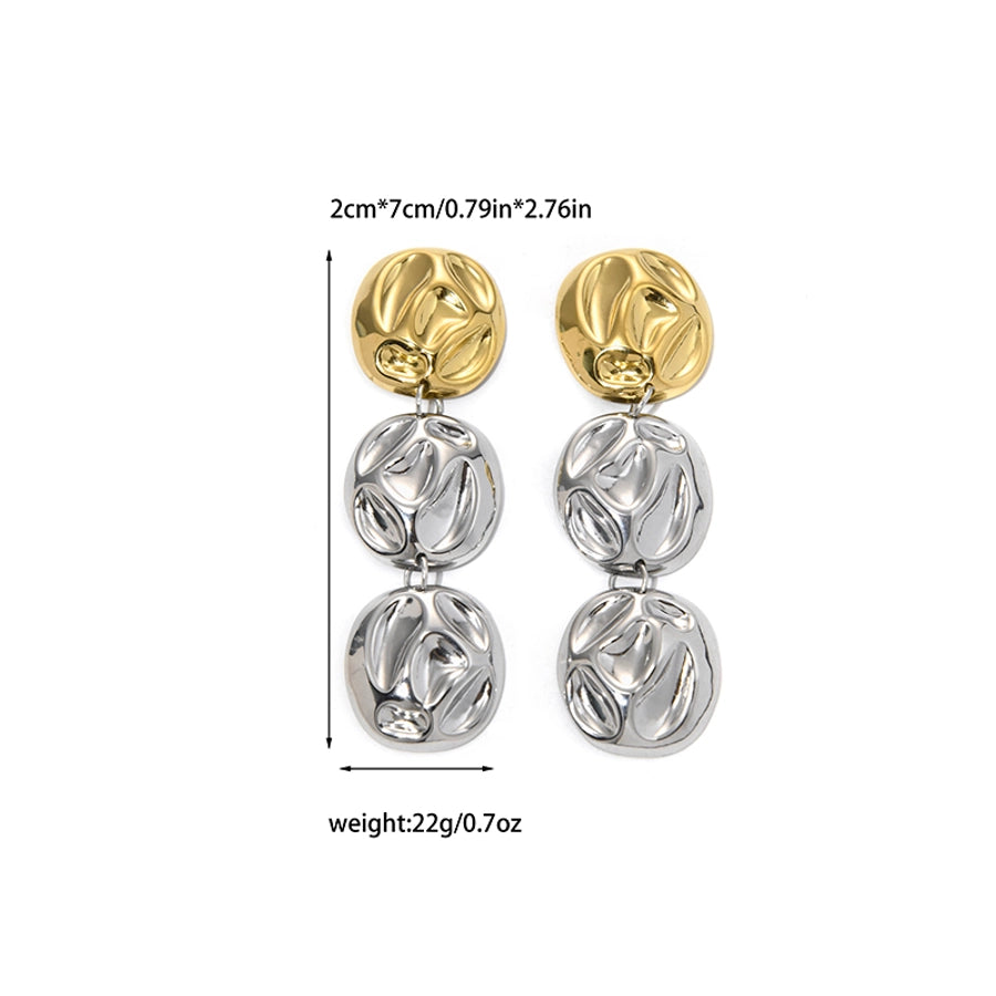 Multi Round Drop Earrings [304 Stainless Steel,14K Gold Plated]