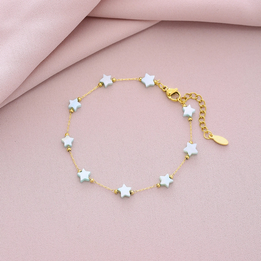 Colorful Star Anklet [304 Stainless Steel, 18K Gold Plated]