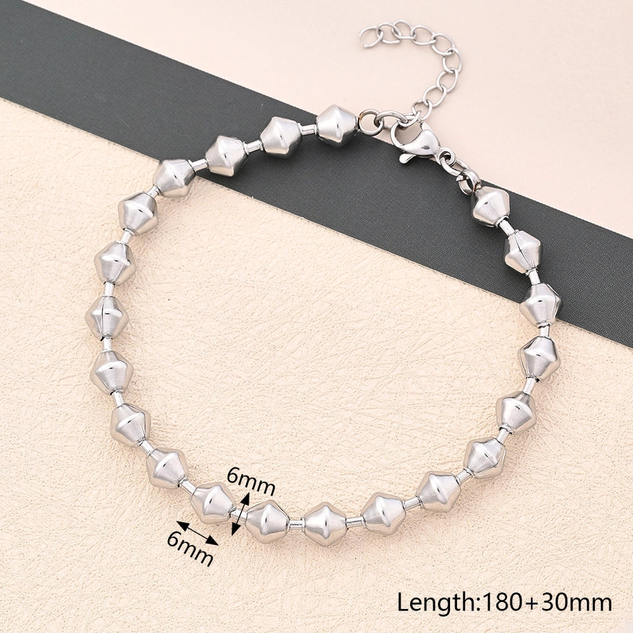 Round Oval Beads Bracelets [304 Stainless Steel]