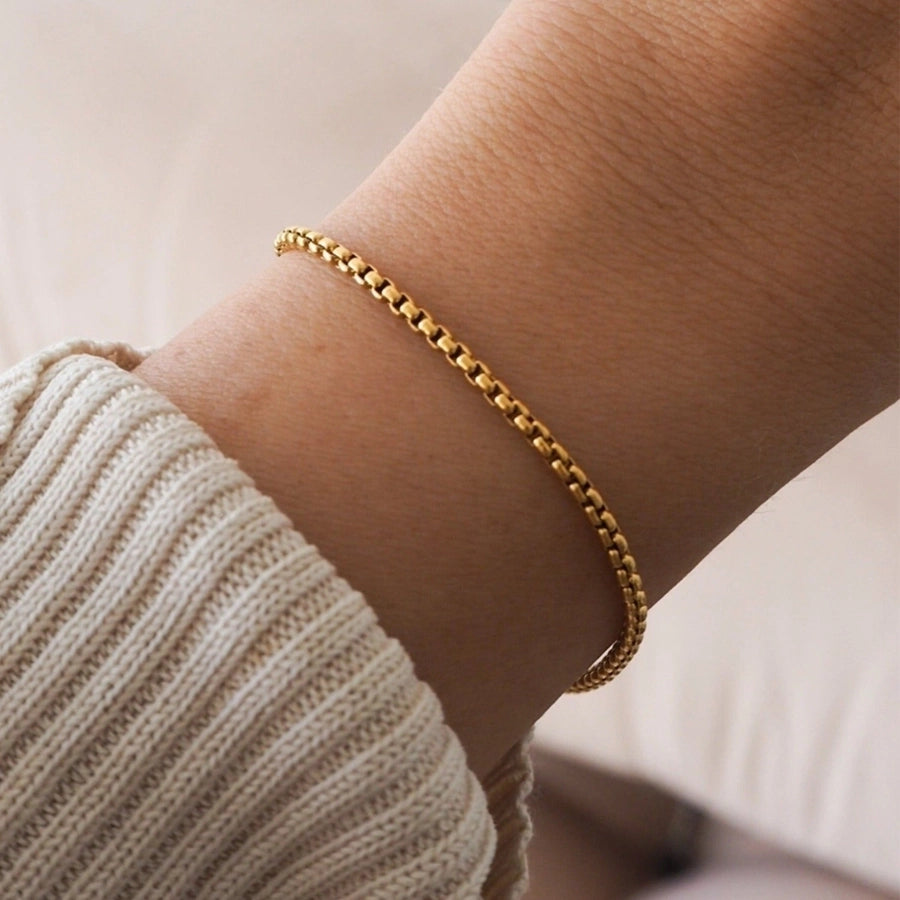 Braceletas de cadena [316L de acero inoxidable, 18K de oro chapado]