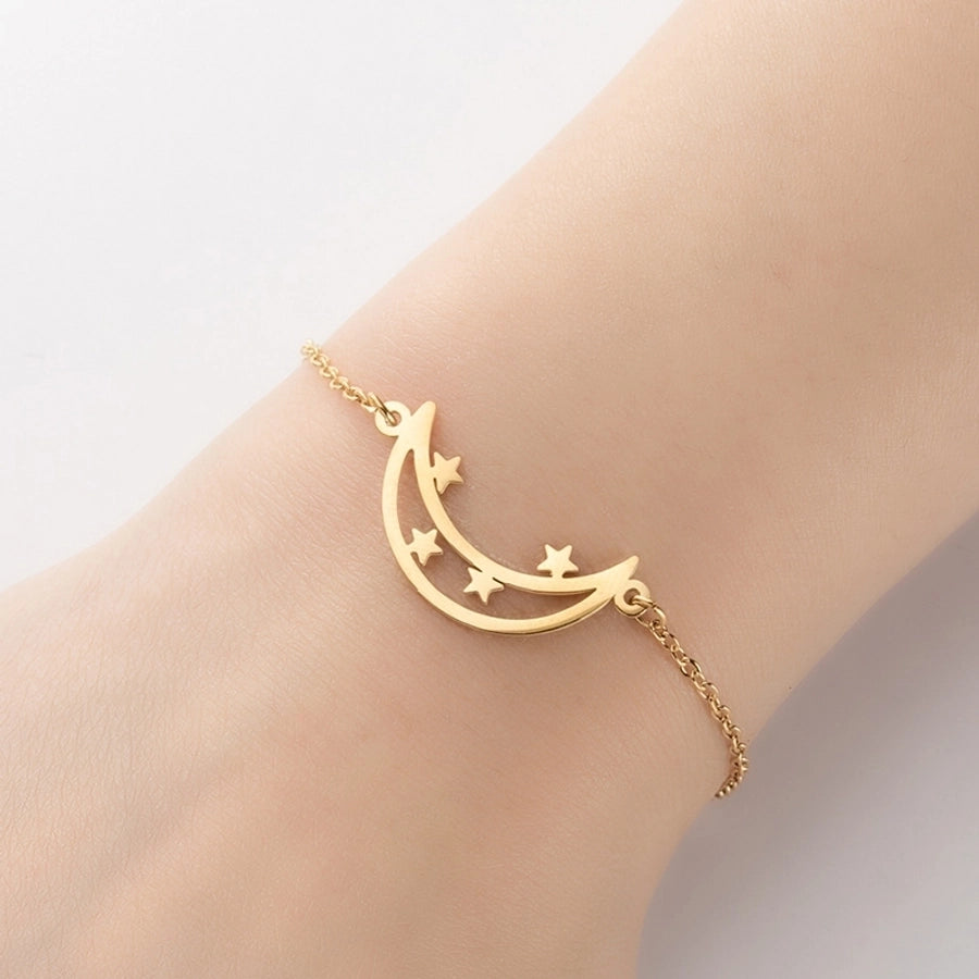 Fashion Shapes Chain Bracelet [201 Stainless Steel, 18K Gold Plated]