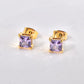 Shiny Squarel Rhinestones Ear Studs [304 Stainless Steel,18K Gold Plated]