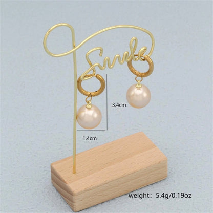 Drop Round Pearl Earrings [304 Stainless Steel, 18K Gold Plated]