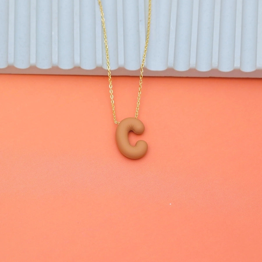 Resin Letter Necklace [304 Stainless Steel,14K Gold Plated]