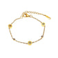 Round Artificial Rhinestones Bracelet [304 Stainless Steel, 18K Gold Plated]