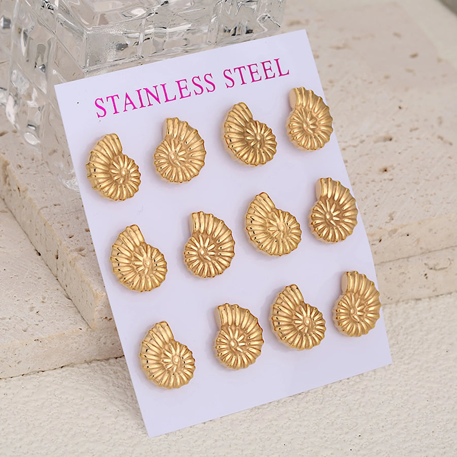 6 Pairs Simple Style Earrings Sets [304 Stainless Steel]