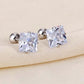 Golden Four-Claw Square Synthetic Zircon Stud Earrings [316 Stainless Steel]