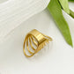 Artistic Plating Hollow Out Ring [304 Stainless Steel, 14K Gold Plated]