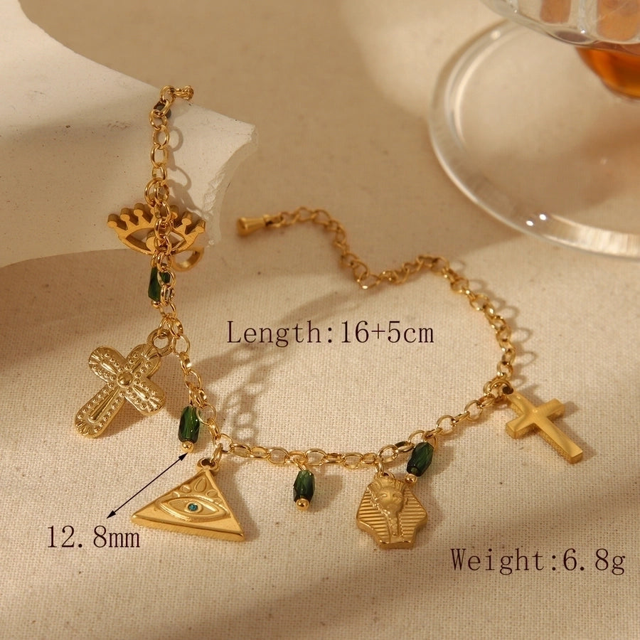 Cross/Sun/Eight-pointed Stars Bracelets [304 Stainless Steel, 18K Gold Plated]