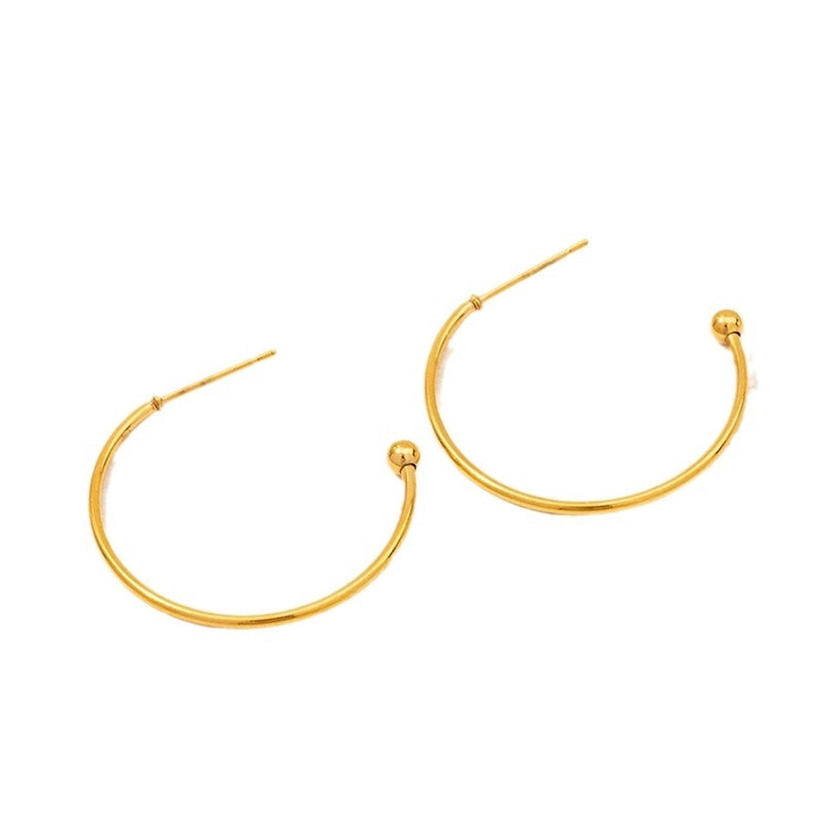 U Shape Circle Hoop Earrings [304 Stainless Steel,18K Gold Plated]