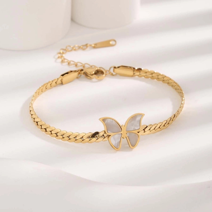 Oval Roman/Numeral/Butterfly Bracelets [304 Stainless Steel, 18K Gold Plated]