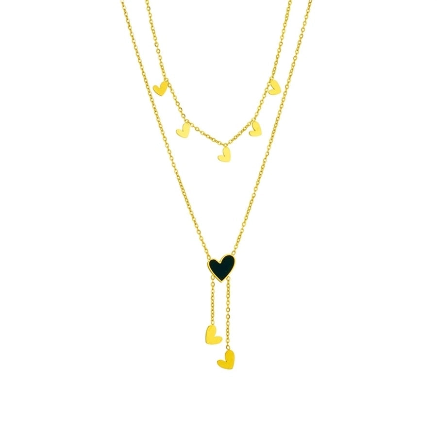 Heart Shape Tassel Necklace [304 Stainless Steel,18K Gold Plated]