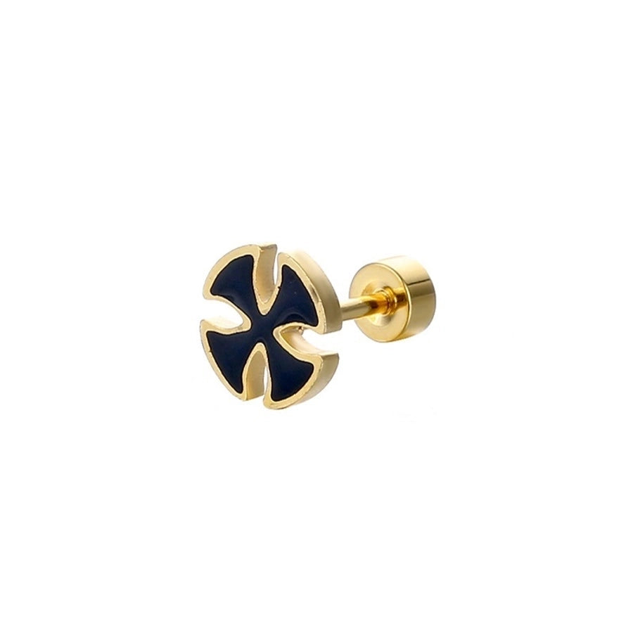 1 piece simple style cross Stud Earrings [Stainless Steel]