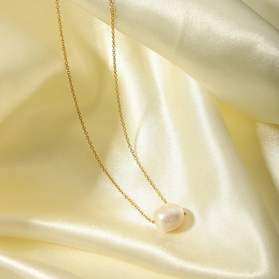 Freshwater Pearl Necklace [304 Stainless Steel,18K Gold Plated]