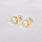 Heart Shape Rhinestones Stud Earrings [304 Stainless Steel,18K Gold Plated]