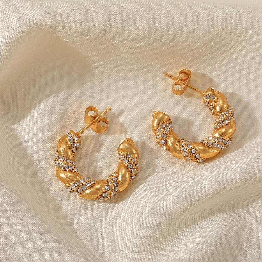 Heart Shape Twist Earrings [304 Stainless Steel 18K Gold Plated]