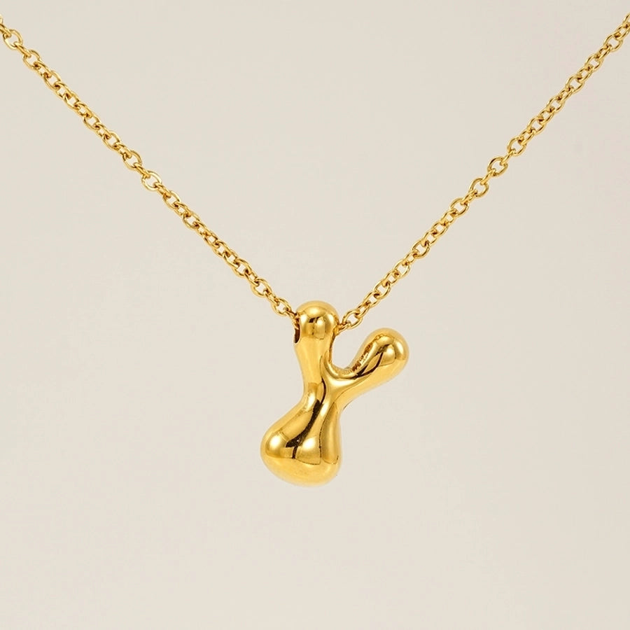 Letter Pendant Necklace [304 Stainless Steel,18K Gold Plated]